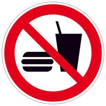 Verbotsschild – Essen und Trinken verboten