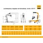 Workshop crane with spread chassis and rapid lift, foldable