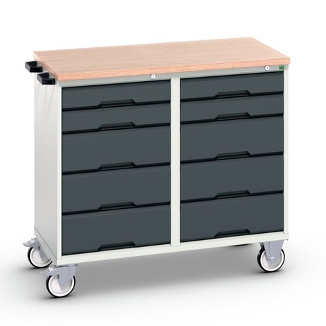 Wózek montażowy bott verso z 10 szufladami oraz półką z multipleksu
