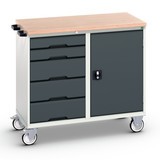 Wózek montażowy bott verso z 5 szufladami, drzwiami oraz półką z multipleksu