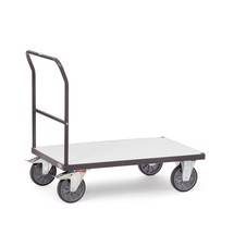 Wózek platformowy fetra® ESD, z drewnianą powierzchnią ładunkową