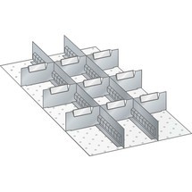 Zestaw ścianek szczelinowych i płyt rozdzielających LISTA 18x36E, (szer. x gł.) 306 x 612 mm, 2 ścianki szczelinowe, 9 płyt rozdzielających