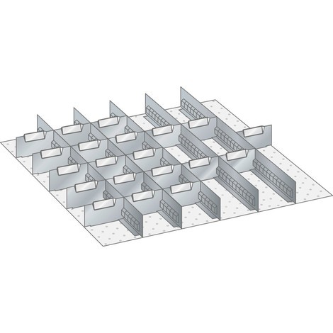 Zestaw ścianek szczelinowych i płyt rozdzielających LISTA 36x36E, (szer. x gł.) 612 x 612 mm, 5 ścianek szczelinowych, 20 płyt rozdzielających