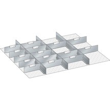 Zestaw ścianek szczelinowych i płyt rozdzielających LISTA 45x36E, (szer. x gł.) 765 x 612 mm, 4 ścianki szczelinowe, 15 płyt rozdzielających